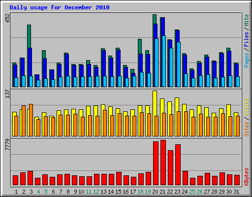 Daily usage for December 2010