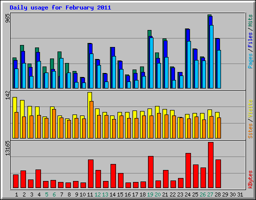 Daily usage for February 2011