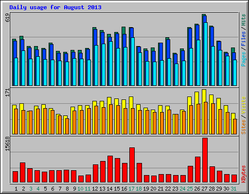 Daily usage for August 2013