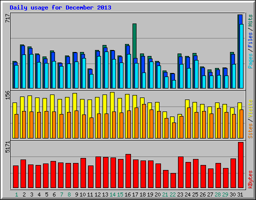 Daily usage for December 2013