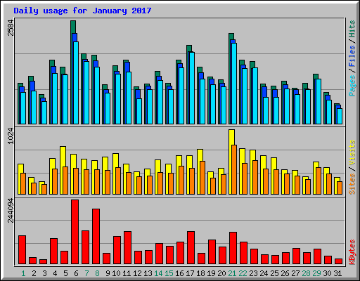 Daily usage for January 2017