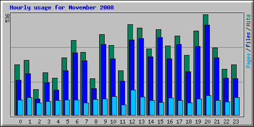 Hourly usage for November 2008