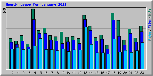 Hourly usage for January 2011