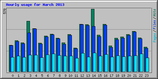 Hourly usage for March 2013