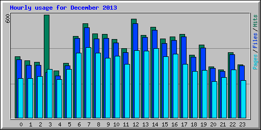 Hourly usage for December 2013