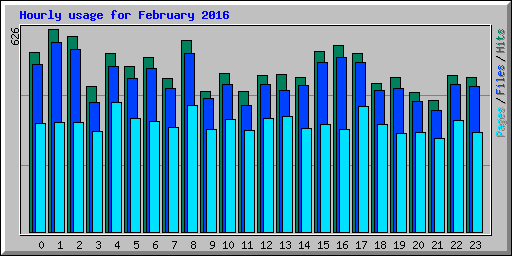 Hourly usage for February 2016