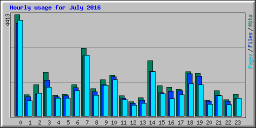 Hourly usage for July 2016